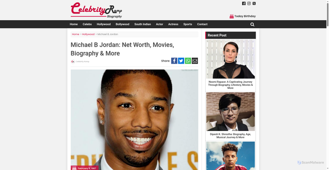 Security scan screenshot of https://celebrityramp.com/michael-b-jordan/