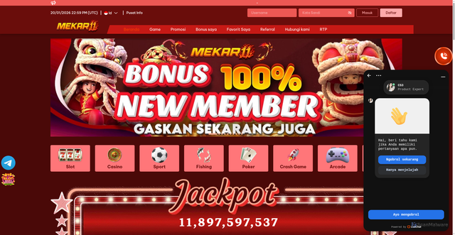 Security scan screenshot of https://mekar11resmi-com.pages.dev/