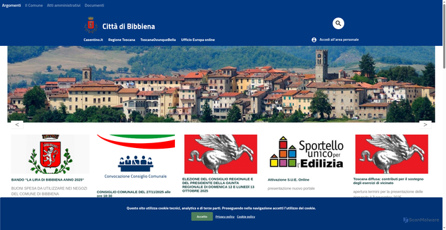 Security scan screenshot of https://www.comunedibibbiena.ar.it/