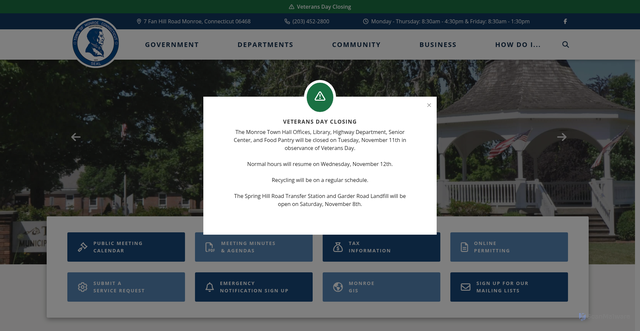 Security scan screenshot of https://monroect.gov/