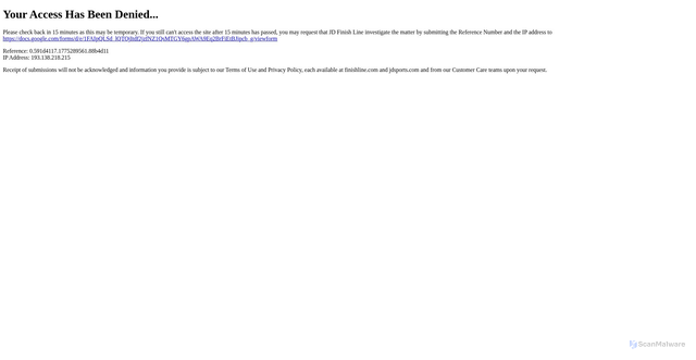 Security scan screenshot of https://account.jdsports.com