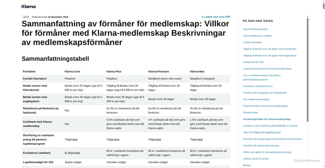 Security scan screenshot of https://cdn.klarna.com/1.0/shared/content/legal/terms/sv-SE/tmp-membership-rewards-benefits-summary#14
