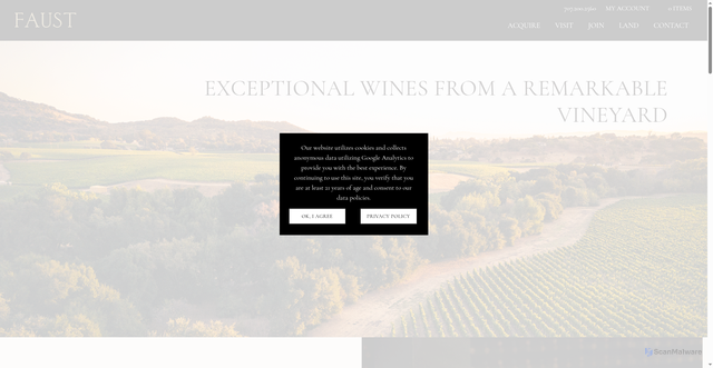 Security scan screenshot of https://faustwines.com