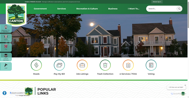 Security scan screenshot of https://cantonmi.gov/