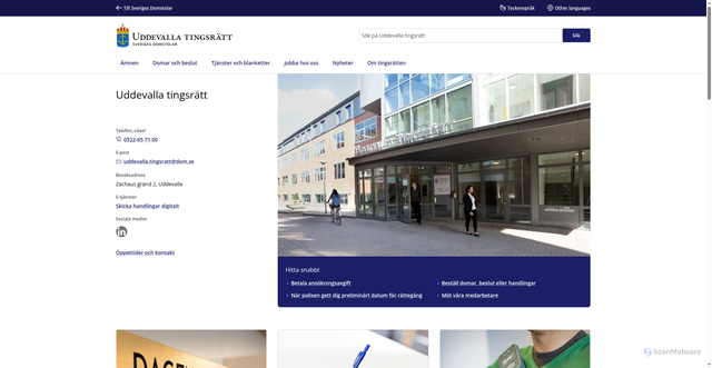 Security scan screenshot of http://www.uddevallatingsratt.domstol.se/