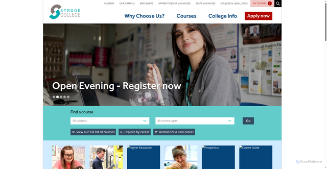 Security scan screenshot of http://www.strode-college.ac.uk/