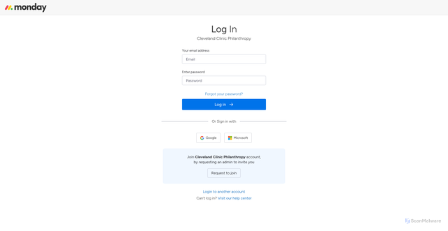 Security scan screenshot of https://cleveland-clinic-philanthropy.monday.com