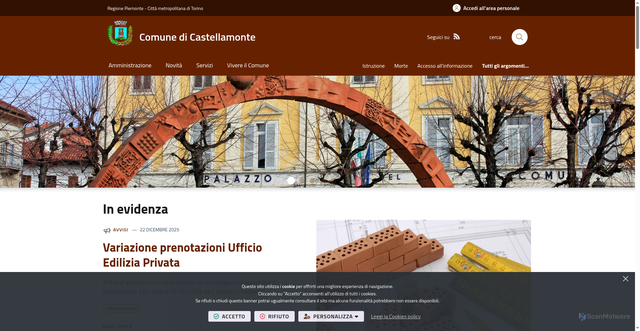 Security scan screenshot of https://www.comune.castellamonte.to.it/it-it/home