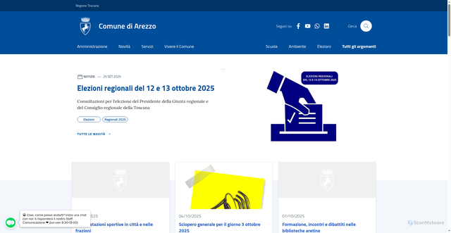 Security scan screenshot of https://www.comune.arezzo.it/