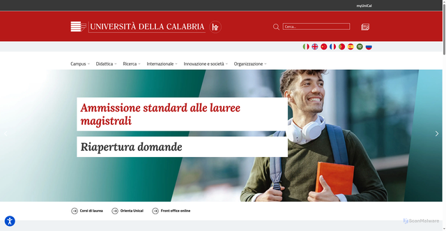 Security scan screenshot of https://www.unical.it/
