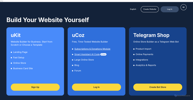 Security scan screenshot of https://ucoz.com