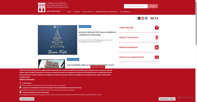 Security scan screenshot of https://www.bo.camcom.gov.it/