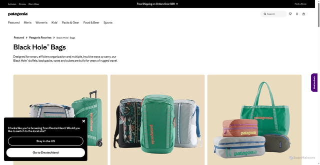 Security scan screenshot of https://www.patagonia.com/shop/gear/bags/black-hole