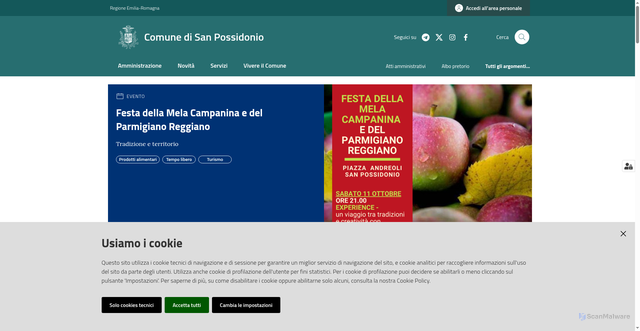 Security scan screenshot of https://www.comune.sanpossidonio.mo.it/