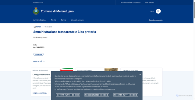 Security scan screenshot of https://www.comune.melendugno.le.it/