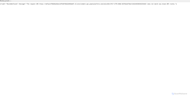 Security scan screenshot of https://defaultf66b6bd3ebc24f548769d22858de97.c5.environment.api.powerplatform.com