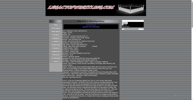 Security scan screenshot of http://www.legacyofwrestling.com/DoryFunkJr.html