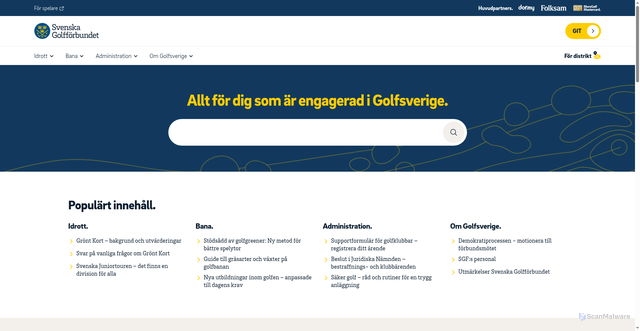 Security scan screenshot of https://klubb.golf.se/?utm_source=newsletter&utm_medium=email&utm_campaign=Tournytt_v36_2026&dt_id=fcd58f97-538d-4232-8bec-ce92f0c0cceb