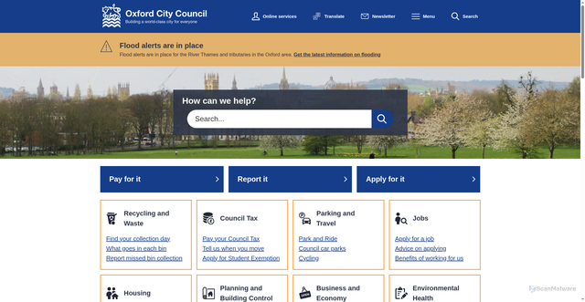 Security scan screenshot of https://www.oxford.gov.uk:443/
