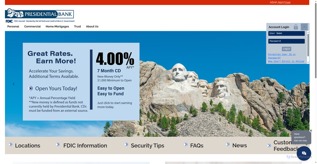 Security scan screenshot of https://www.presidential.com/