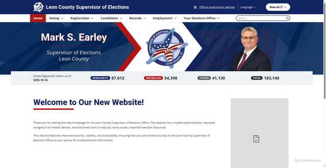 Security scan screenshot of https://www.leonvotes.gov/