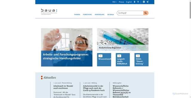 Security scan screenshot of http://www.baua.de