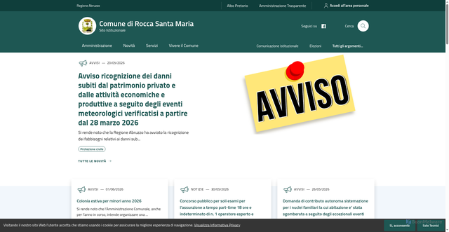 Security scan screenshot of https://WWW.COMUNE.ROCCASANTAMARIA.TE.IT