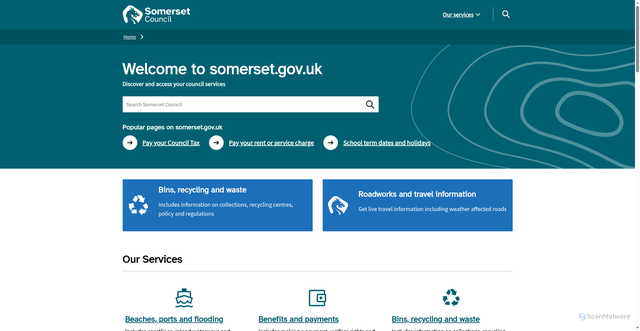 Security scan screenshot of http://www.somersetwaste.gov.uk