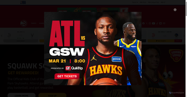 Security scan screenshot of https://hawks.com