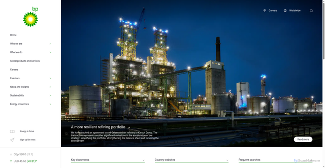 Security scan screenshot of https://www.bp.com