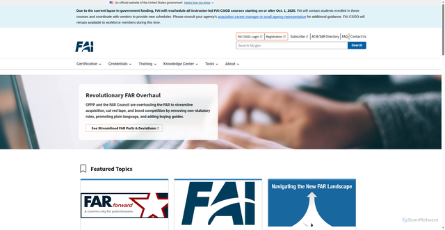Security scan screenshot of https://www.fai.gov/