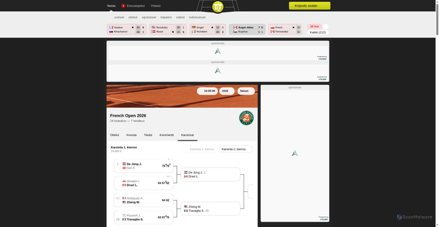 Security scan screenshot of https://fi.tennistemple.com/competition/roland-garros-2026/77149/draw-qualifications