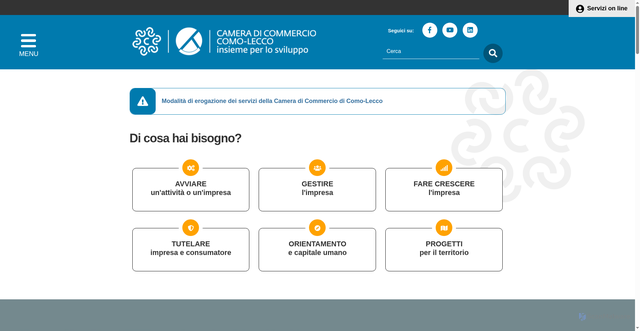 Security scan screenshot of https://www.comolecco.camcom.it/