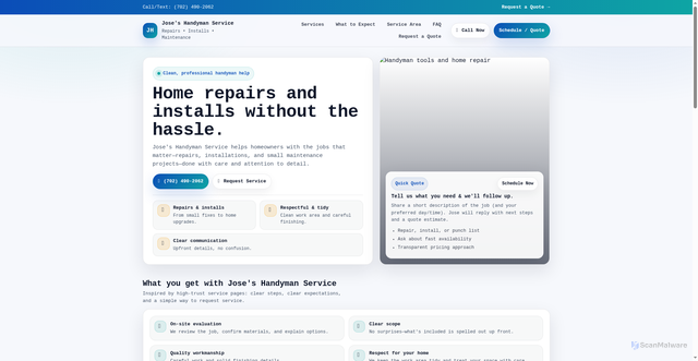 Security scan screenshot of http://joseshandyman.com/
