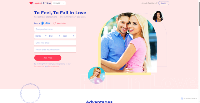 Security scan screenshot of https://www.loveinukraine.com/qa/register02.php?aid=2773&oid=CP287993&qpid_offer_id=LIU_808613TKKDE&qpid_subid=sendobl0