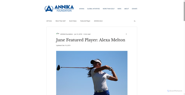 Security scan screenshot of https://www.annikafoundation.org/post/2018/06/12/june-featured-player-alexa-melton