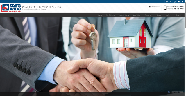 Security scan screenshot of https://statewiderealestateofmiwi.com/?f=