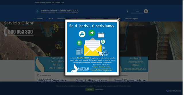Security scan screenshot of https://serviziidrici.grupposistemisalerno.it/