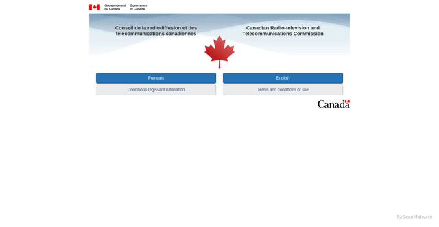 Security scan screenshot of https://crtc.gc.ca