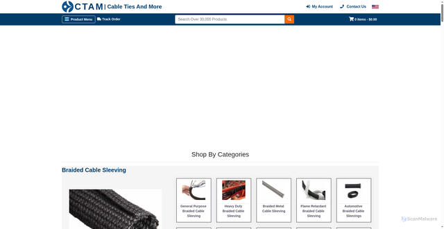Security scan screenshot of https://www.cabletiesandmore.com