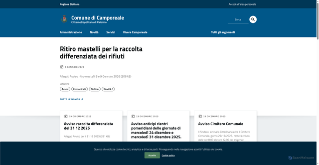 Security scan screenshot of https://www.comune.camporeale.pa.it/