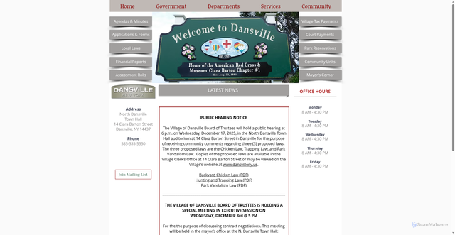 Security scan screenshot of https://www.villageofdansvilleny.gov/