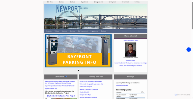 Security scan screenshot of https://newportoregon.gov/