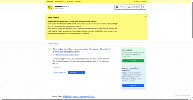 Security scan screenshot of https://boredreading.com/articles/all/firehose/read/168626232/
