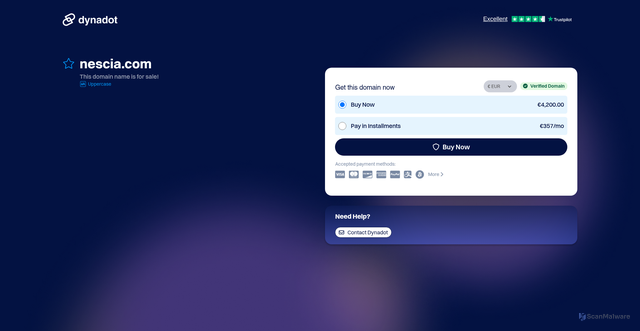 Security scan screenshot of http://nescia.com/