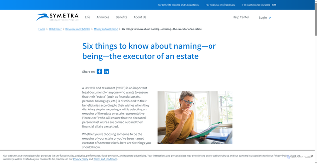 Security scan screenshot of https://www.symetra.com/help-center/resources-and-articles/money-and-well-being/six-things-to-know-about-naming-being-executor-of-estate/