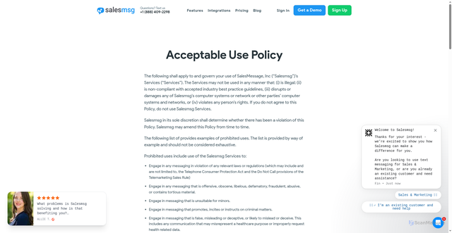 Security scan screenshot of https://salesmessage.com