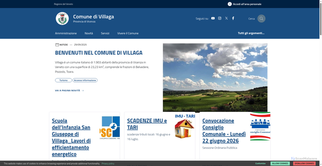 Security scan screenshot of https://www.comune.villaga.vi.it