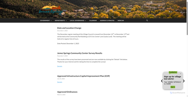 Security scan screenshot of https://www.jemezsprings-nm.gov/