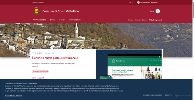 Security scan screenshot of https://www.comune.cosiovaltellino.so.it/